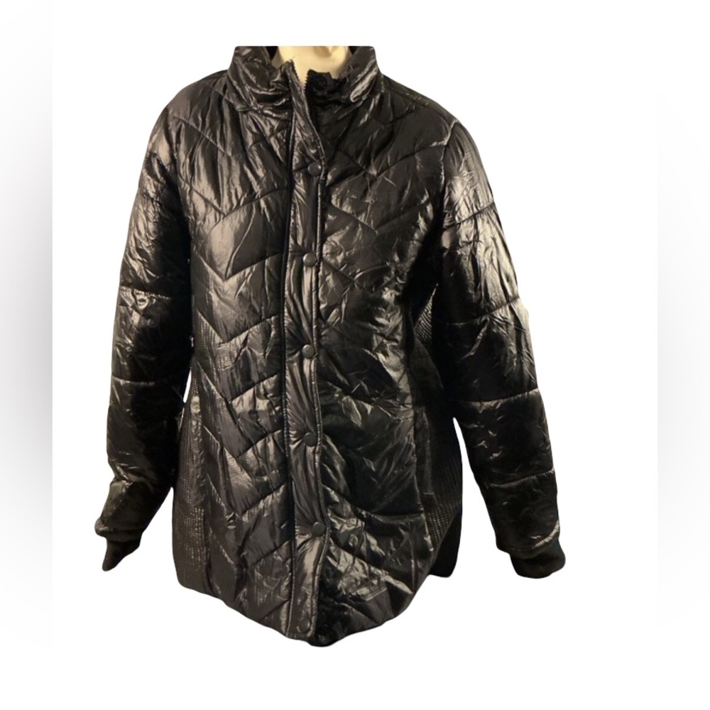 Justice Black Quilted Puffer Jacket with Snap Front